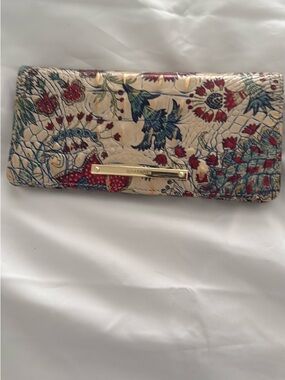 Brahmin Floral Embossed Cream Wallet with Multicolor Print